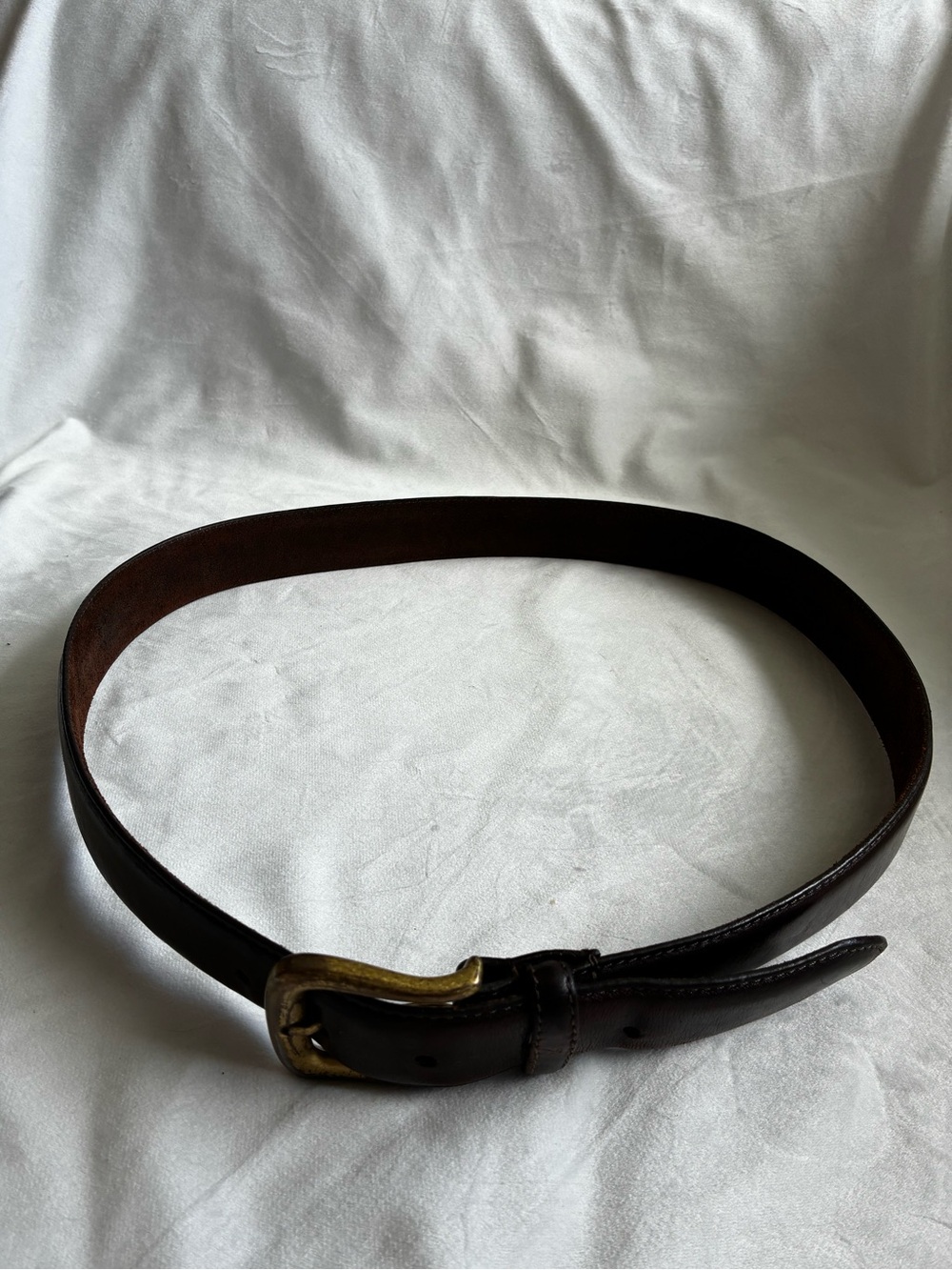 VTG  Brown Full Grain Leather 25 HO  Belt Stamped ET 1932 A Solid Brass Bucle